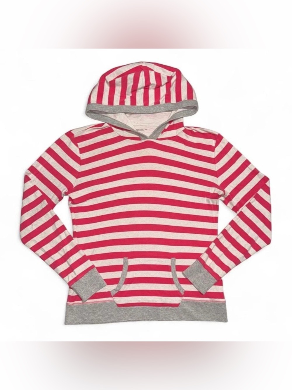 Gap Striped Pullover Hoodie in Red & Gray Size Small